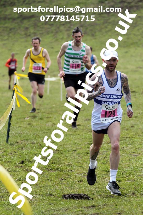 Masters men 2021 NECAA Cross Country Relays, Thornley Farm, Peterlee, Saturday, April 10th. Photo: David T. Hewitson/Sports for All Pics